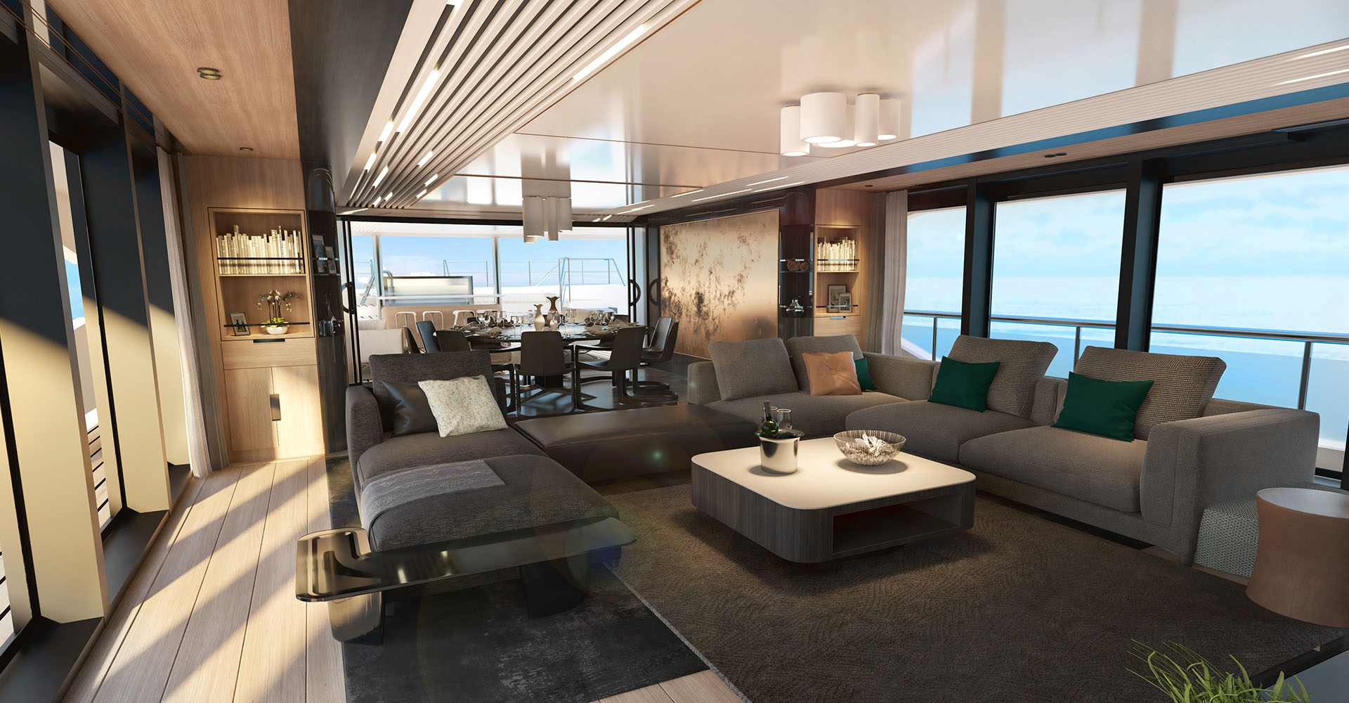 Skylounge of the Sunseeker 50m superyacht